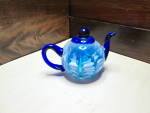 Glass Blue/white Teapot Shaped Paperweight
