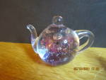 Vintage Glass Paperweight Pink/clear Starburst Teapot